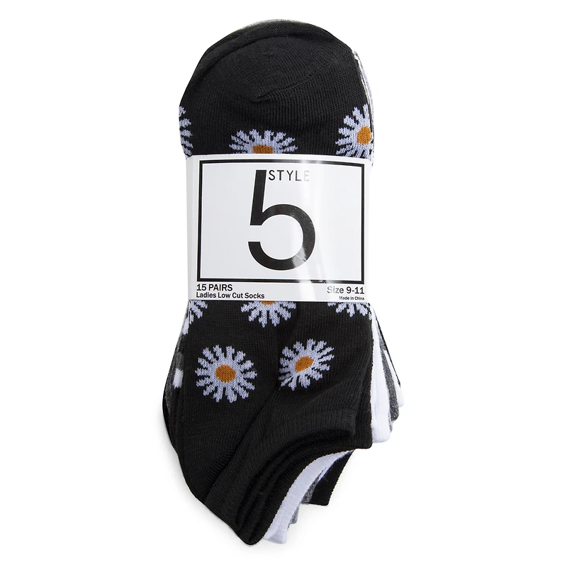 low-cut ankle socks 15-pack - prints & solids