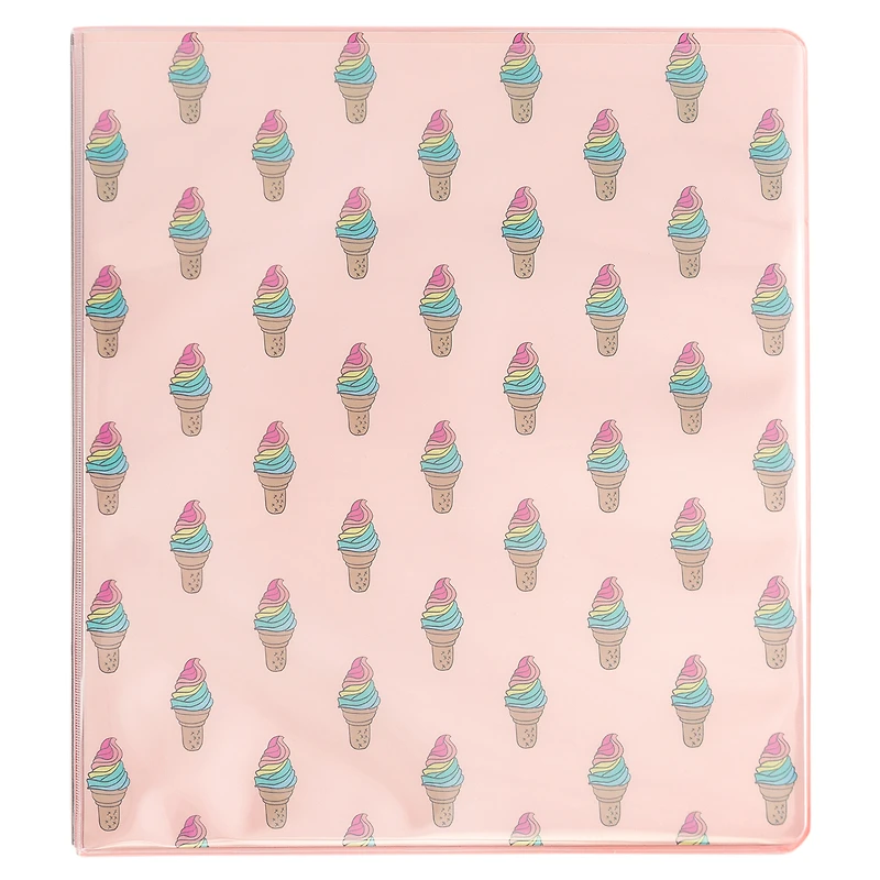 ice cream pattern 3-ring binder