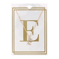 letter E diamond initial charm necklace