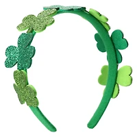 st. patrick's day glitter shamrocks headband