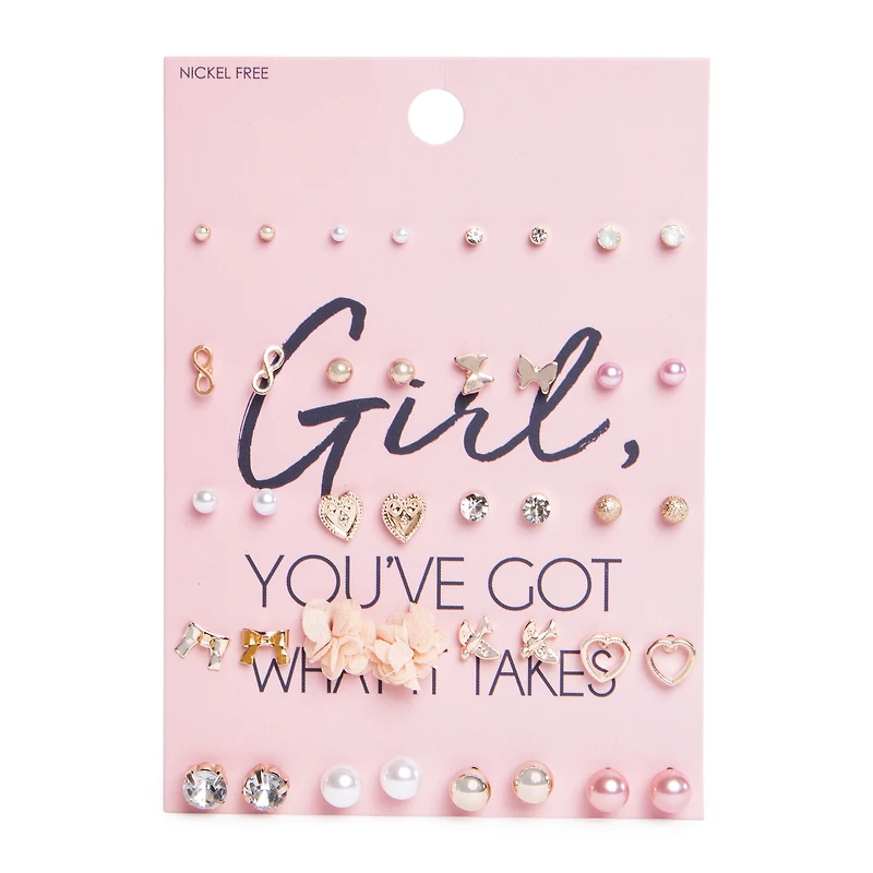 chiffon flower earrings 20-pair set