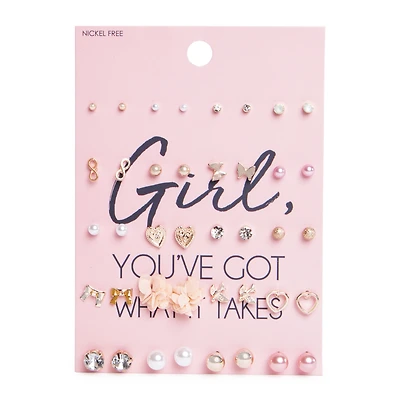 chiffon flower earrings 20-pair set