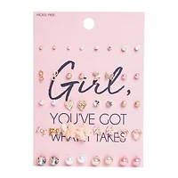 chiffon flower earrings 20-pair set