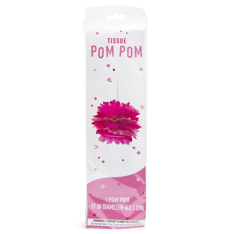 pink tissue pom pom- party decoration 17in