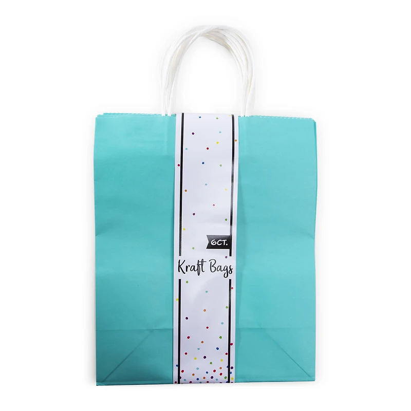 large kraft bags 6 count - turquoise 16.5in