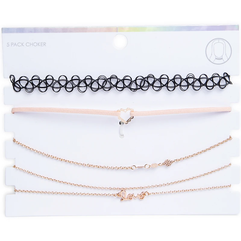 rose gold choker necklace 5-piece jewelry set