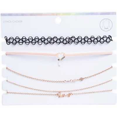 rose gold choker necklace 5-piece jewelry set