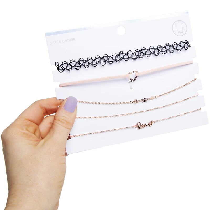 rose gold choker necklace 5-piece jewelry set