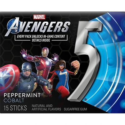 wrigley's 5® the avengers™ peppermint cobalt sugarfree gum 15 sticks