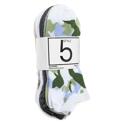 low cut ankle socks, assorted patterns 10-pack