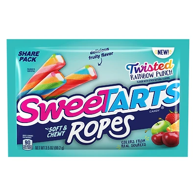 sweetarts® soft & chewy twisted rainbow punch ropes share pack 3.5oz