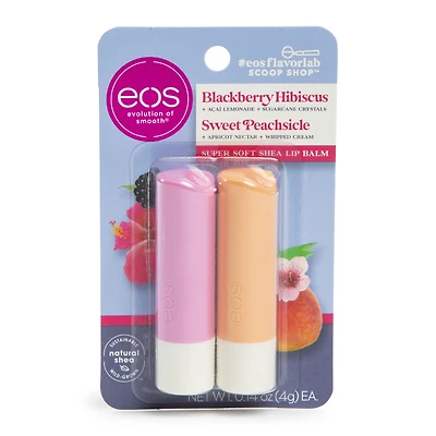 eos® blackberry hibiscus & sweet peachsicle lip balm 2-pack