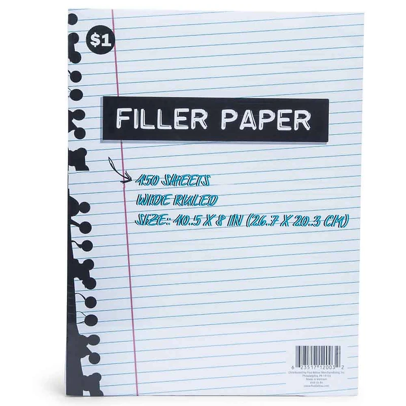 wide ruled filler paper 150 sheets