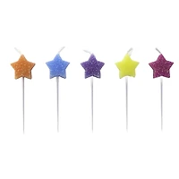 rainbow glitter star birthday candles 5-count