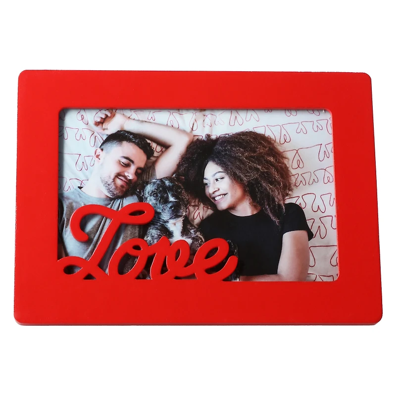 red 'love' picture frame 5in x 7in
