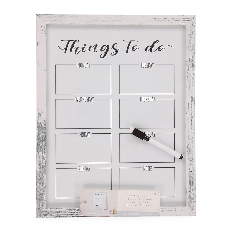 weekly to-do list glass dry erase board 12in x 16in