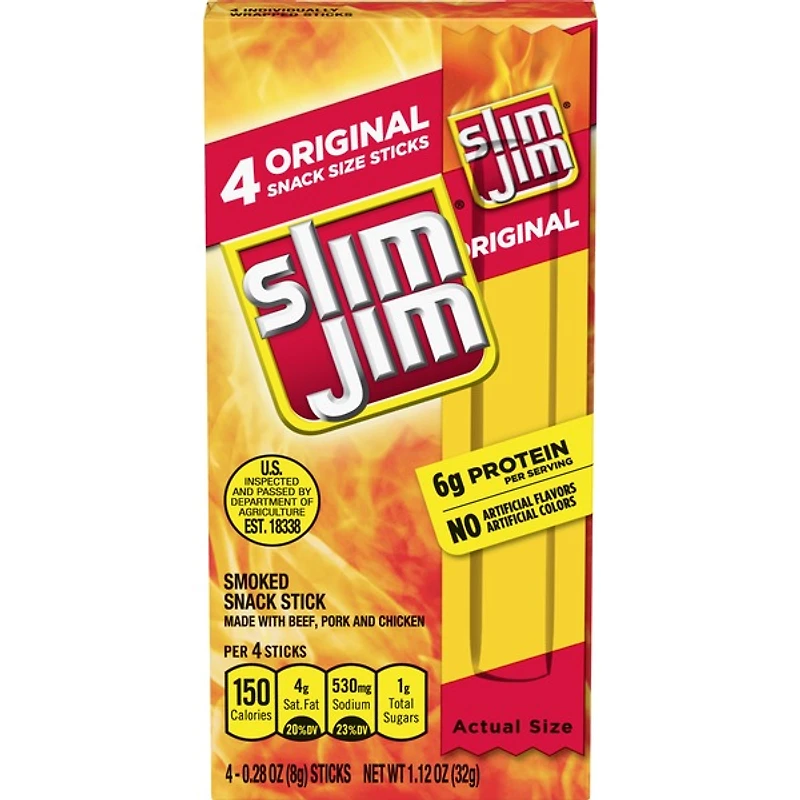 slim jim® original smoked snack sticks 4-pack