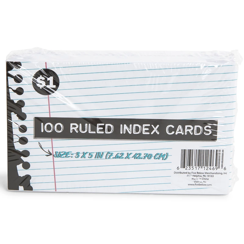 100-count ruled 3x5 index cards