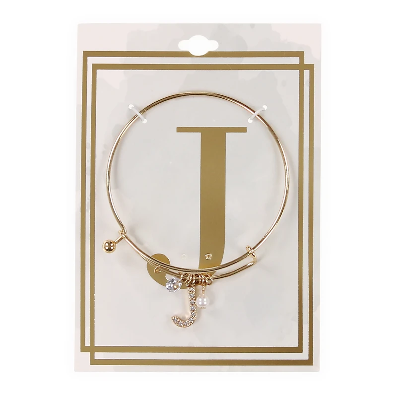 letter J diamond initial charm bracelet