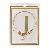 letter J diamond initial charm bracelet