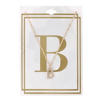 letter B diamond initial charm necklace