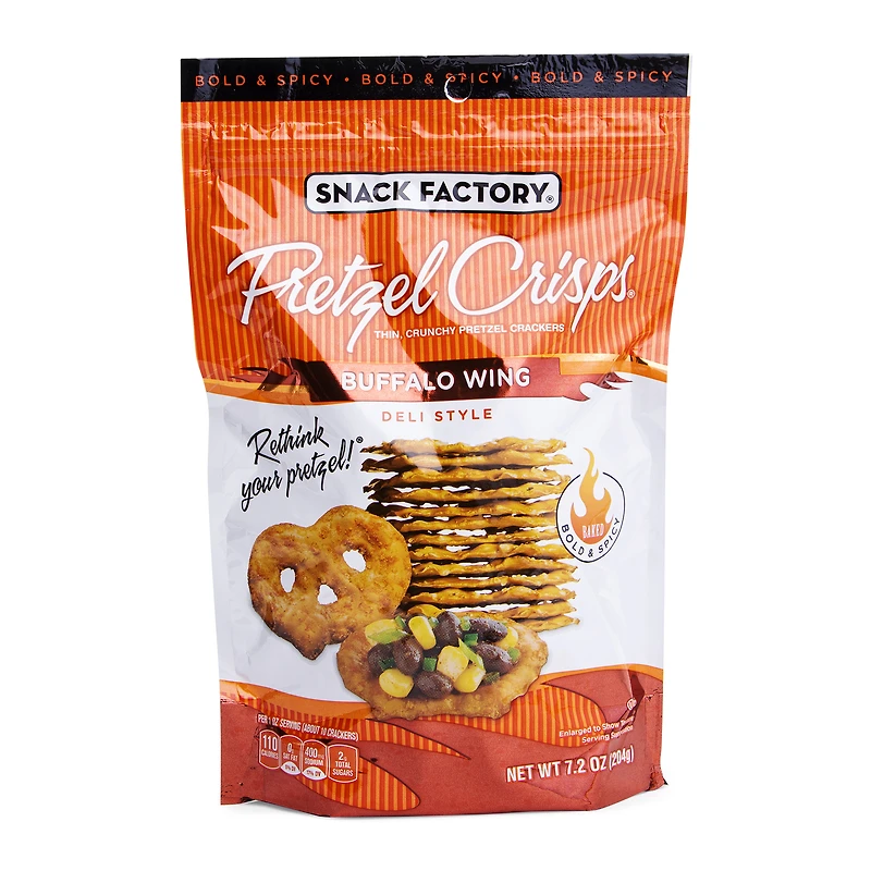 snack factory® buffalo wing pretzel crisps 7.2oz