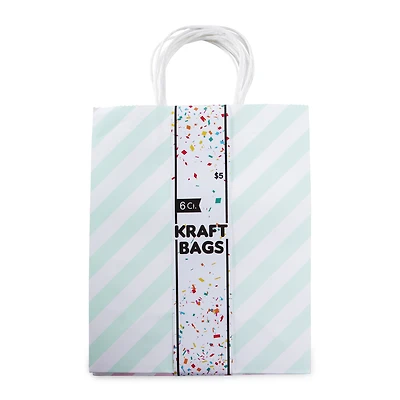 6-count large pastel stripe gift bags 16.5in