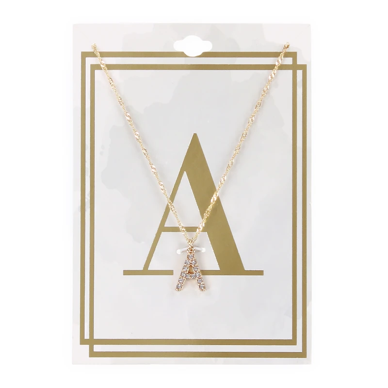 letter A diamond initial charm necklace