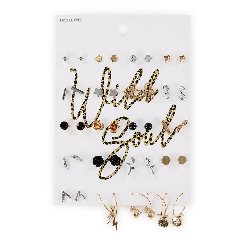 wild soul studs & hoop earrings set, 20 pairs