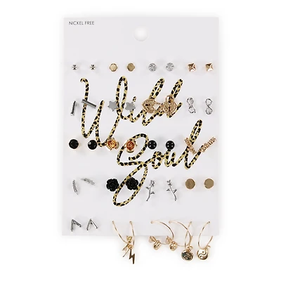 wild soul studs & hoop earrings set, 20 pairs