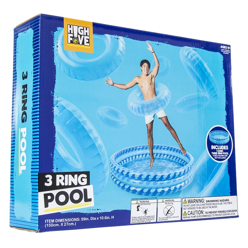 blue wave 3-ring inflatable pool 59in x 10.6in