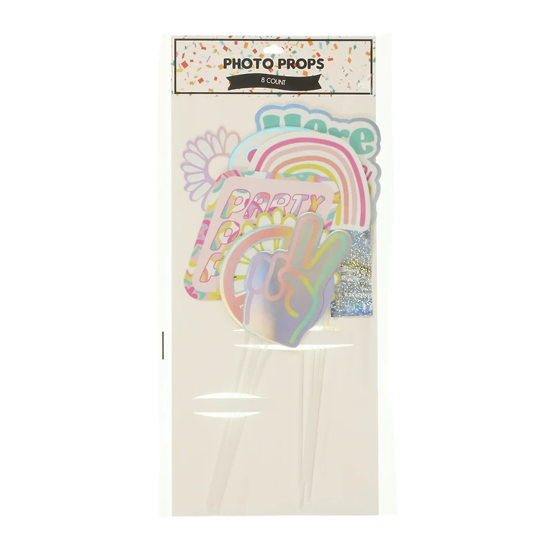 party photo props 8ct - pastel