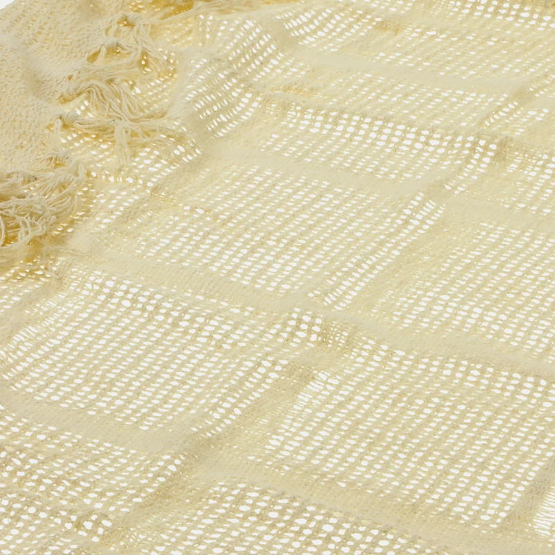 open weave cotton throw blanket with tassels 50in x 60in
