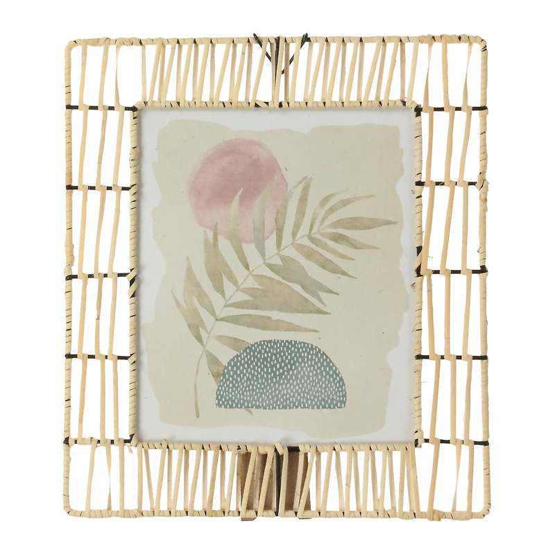 rattan frame wall art 12in x 13in