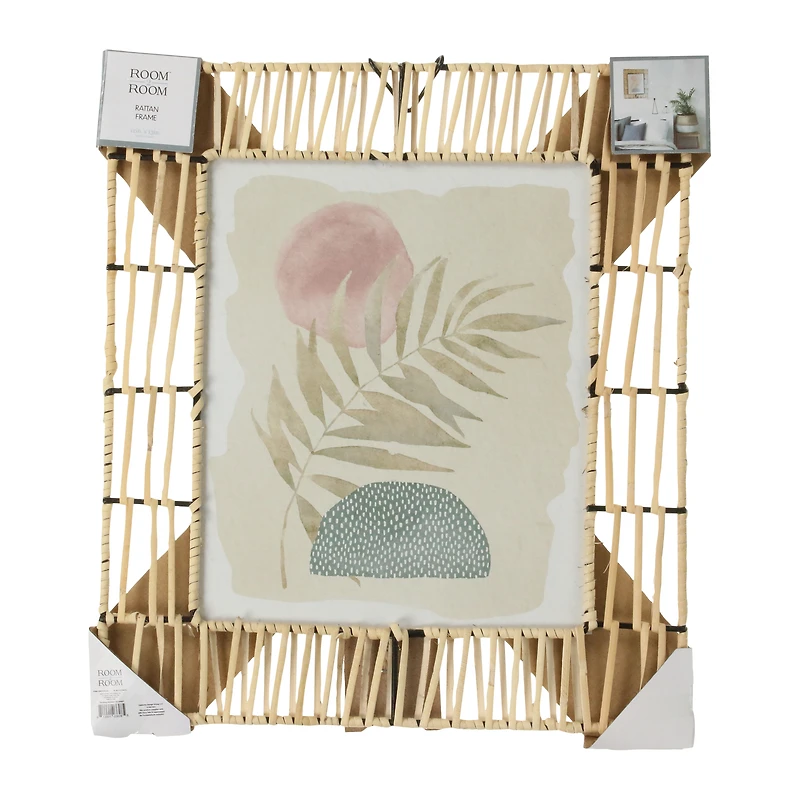 rattan frame wall art 12in x 13in