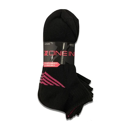 juniors zone athletic quarter crew socks 6-pack