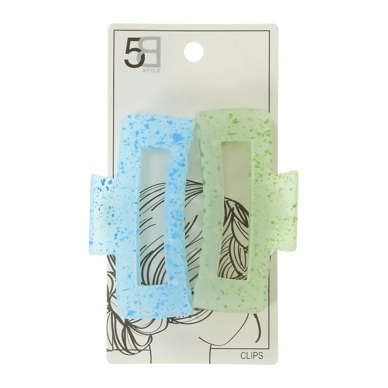 rectangle claw hair clips 2-pack - purple/pink