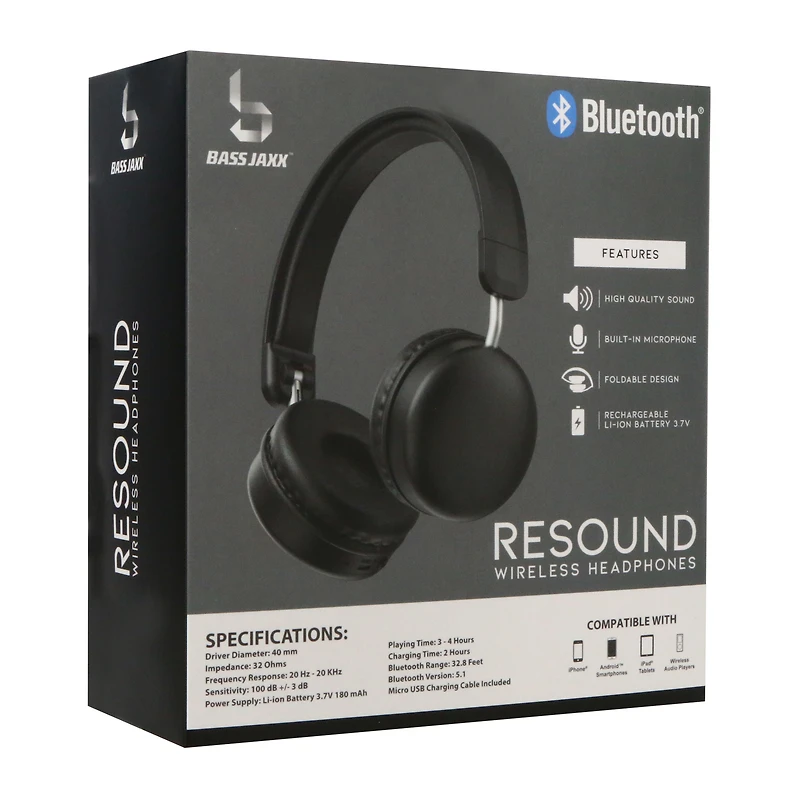 resound bluetooth® foldable headphones with mic