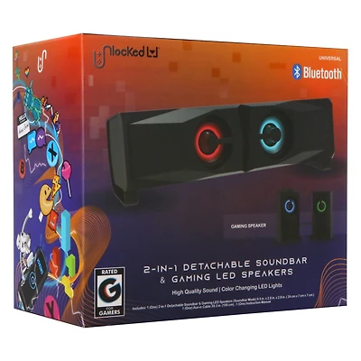 unlocked lvl™ 2-in-1 detachable sound bar & LED gaming speakers