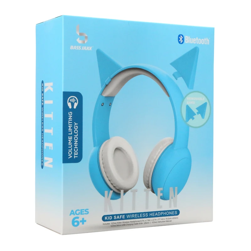 kitten cat ears kid-safe bluetooth® headphones - mint