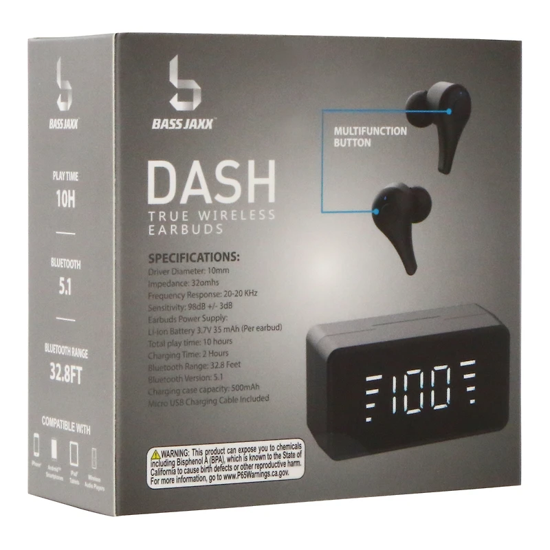 dash bluetooth® earbuds with portable charging case