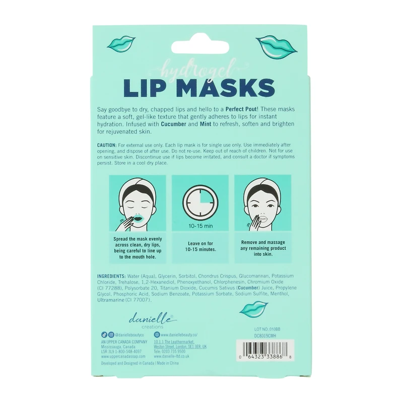 perfect pout hydrogel lip masks 5-pack - cucumber & mint