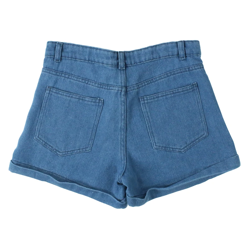 cuffed denim shorts - blue