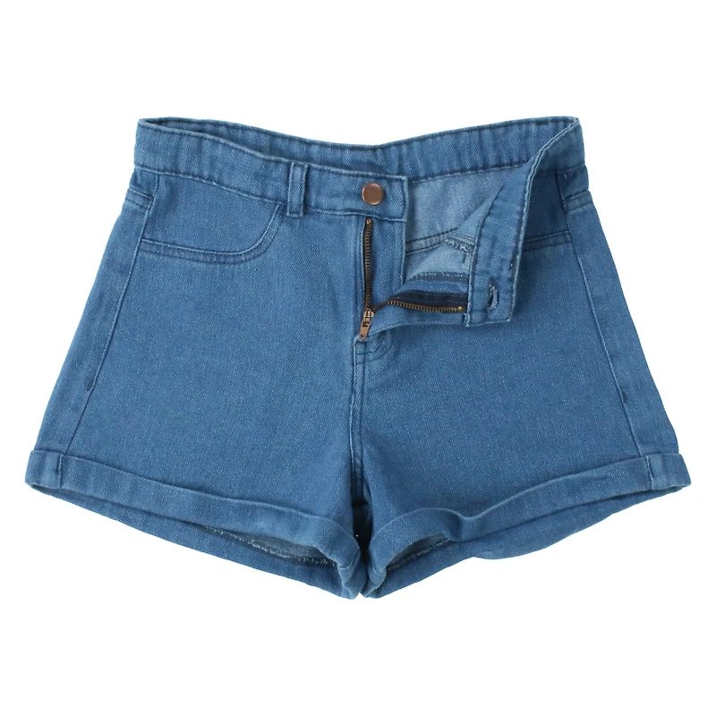 cuffed denim shorts - blue