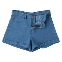 cuffed denim shorts - blue