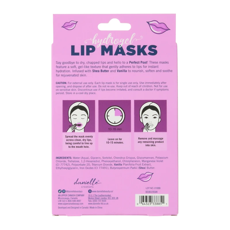 perfect pout hydrogel lip masks 5-pack - shea butter & vanilla