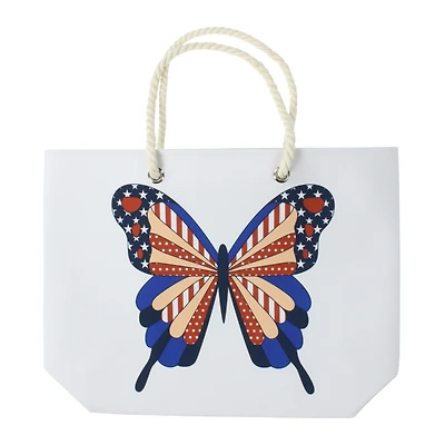 rope handle tote bag 21in x 15.75in - wild, young & free