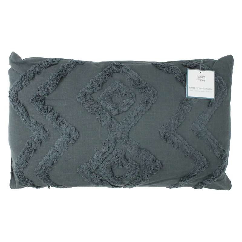 rectangular tufted throw pillow 12in x 20in