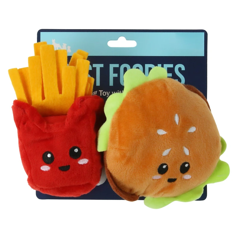 foodie plush squeaky dog toys 2-pack, milk & cookies