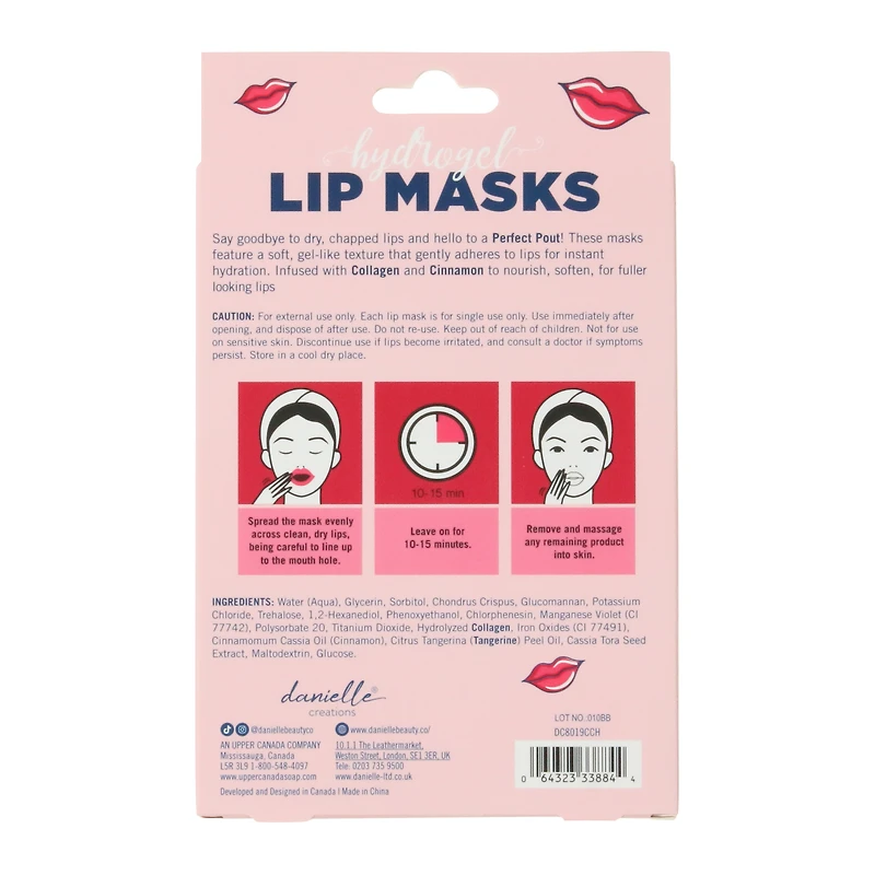 perfect pout hydrogel lip masks 5-pack - collagen & cinnamon